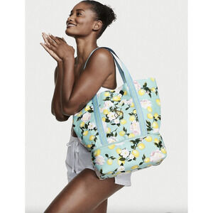 NWT Victoria Secret 2022 Blue Lemon & Floral Cooler Swim Summer Tote
